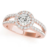 Four-Prong Halo Round 14K Rose Gold Engagement Ring