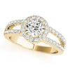 Four-Prong Halo Round 14K Yellow Gold Engagement Ring