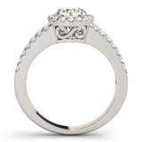 Four-Prong Halo Round Platinum Engagement Ring