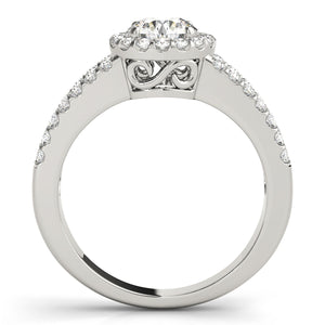 Four-Prong Halo Round 14K White Gold Engagement Ring
