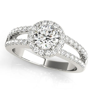 Four-Prong Halo Round 14K White Gold Engagement Ring