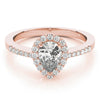 Three-Prong Halo Pear 14K Rose Gold Engagement Ring