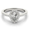Three-Prong Halo Pear Platinum Engagement Ring
