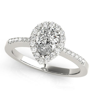 Three-Prong Halo Pear 14K White Gold Engagement Ring