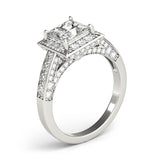 Four-Prong Halo Princess 14K White Gold Engagement Ring