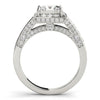 Four-Prong Halo Princess Platinum Engagement Ring