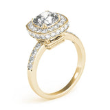 Channel Set Halo Cushion 14K Yellow Gold Engagement Ring