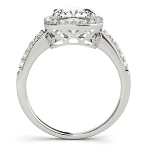 Four-Prong Halo Cushion 14K White Gold Engagement Ring