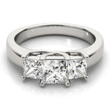 Three-Stone Princess 14K White Gold Engagement Ring