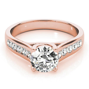 Accented Solitaire Round 14K Rose Gold Engagement Ring