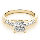 Accented Solitaire Princess 14K Yellow Gold Engagement Ring