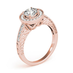 Channel Set Halo Round 14K Rose Gold Engagement Ring