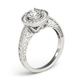Channel Set Halo Round 14K White Gold Engagement Ring