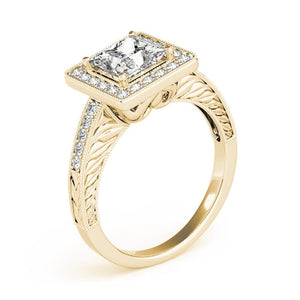 Four-Prong Halo Princess 14K Yellow Gold Engagement Ring