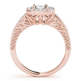Channel Halo Emerald 14K Rose Gold Engagement Ring