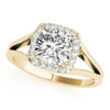 Halo Cushion Split Shank 14K Yellow Gold Engagement Ring
