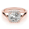 Halo Cushion Split Shank 14K Rose Gold Engagement Ring