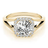 Halo Cushion Split Shank 14K Yellow Gold Engagement Ring