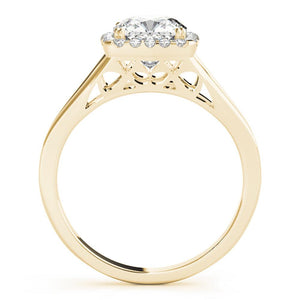 Halo Cushion Split Shank 14K Yellow Gold Engagement Ring