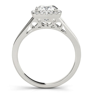 Halo Cushion Split Shank 14K White Gold Engagement Ring