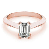 Emerald Solitaire 14K Rose Gold Engagement Ring