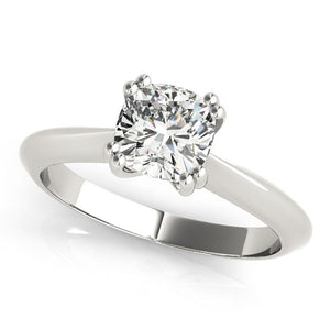 Solitaire Cushion 14K White Gold Engagement Ring