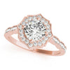 Halo Cushion Scalloped 14K Rose Gold Engagement Ring
