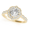 Halo Cushion Scalloped 14K Yellow Gold Engagement Ring