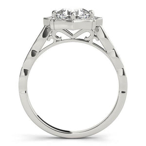 Halo Cushion Scalloped Platinum Engagement Ring