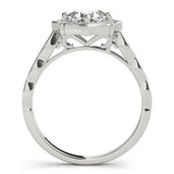 Halo Cushion Scalloped 14K White Gold Engagement Ring