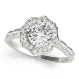 Halo Cushion Scalloped Platinum Engagement Ring