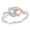 Allied Hearts Diamond Promise Ring In Sterling Silver With 10K Rose Gold 1/20 Ct.Tw.