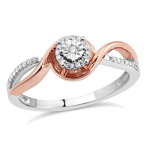 Brilliant Unity Diamond Promise Ring In Sterling Silver And 10K Rose Gold