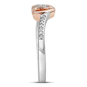 Companion Heart Diamond Promise Ring In Sterling Silver With 10K Rose Gold