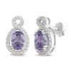 Lab-Created Alexandrite and White Sapphire Oval Halo Earrings