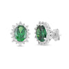 Lab-Created Emerald and White Sapphire Halo Earrings