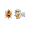 Natural Citrine and White Sapphire Oval Halo Earring