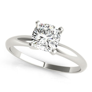 Solitaire Cushion 14K White Gold Engagement Ring