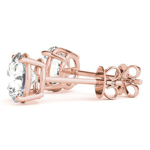 1 CT. TW. 14K Rose Gold Lab-Grown Four Prong Studs