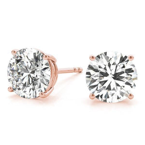 1.50 CT. TW. 14K Rose Gold Natural Four Prong Studs