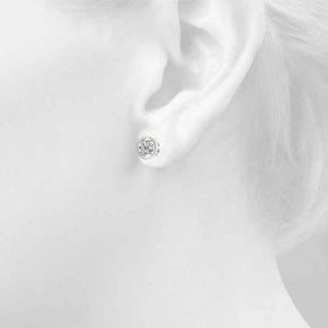 Round Platinum Bezel Stud Earrings