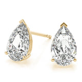 Pear 14K Yellow Gold Moissanite Four Prong Studs
