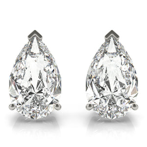Pear 14K White Gold V-Tip Stud Earrings