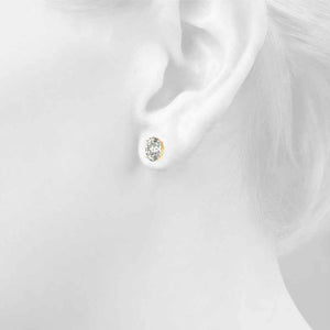 Oval 14K Yellow Gold Moissanite Four Prong Studs