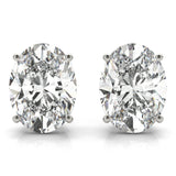 Oval Platinum Four-Prong Stud Earrings
