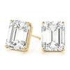 Emerald 14K Yellow Gold Moissanite Four Prong Studs