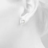 Emerald 14K White Gold Four-Prong Stud Earrings