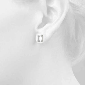 Emerald Platinum Four-Prong Stud Earrings