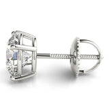 Stunning 4.0 Ct Round Moissanite Stud Earrings In 14K White Gold (FL/D, 8mm, Screw Backs)
