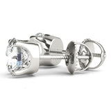 Round Platinum Crown Stud Earrings